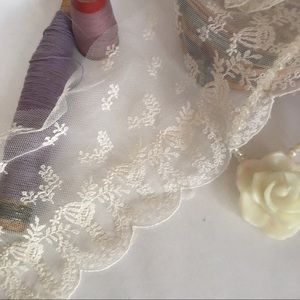 🔻🔻🔻Vintage white lace white mesh scalloped trim